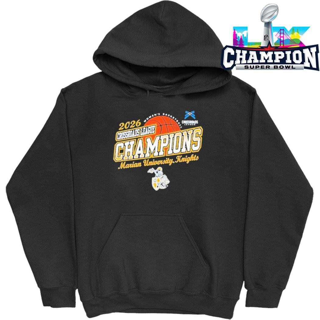 Marian University Knights Champions Women’s Basketball 2026 Crossroads League Tournament Shirt