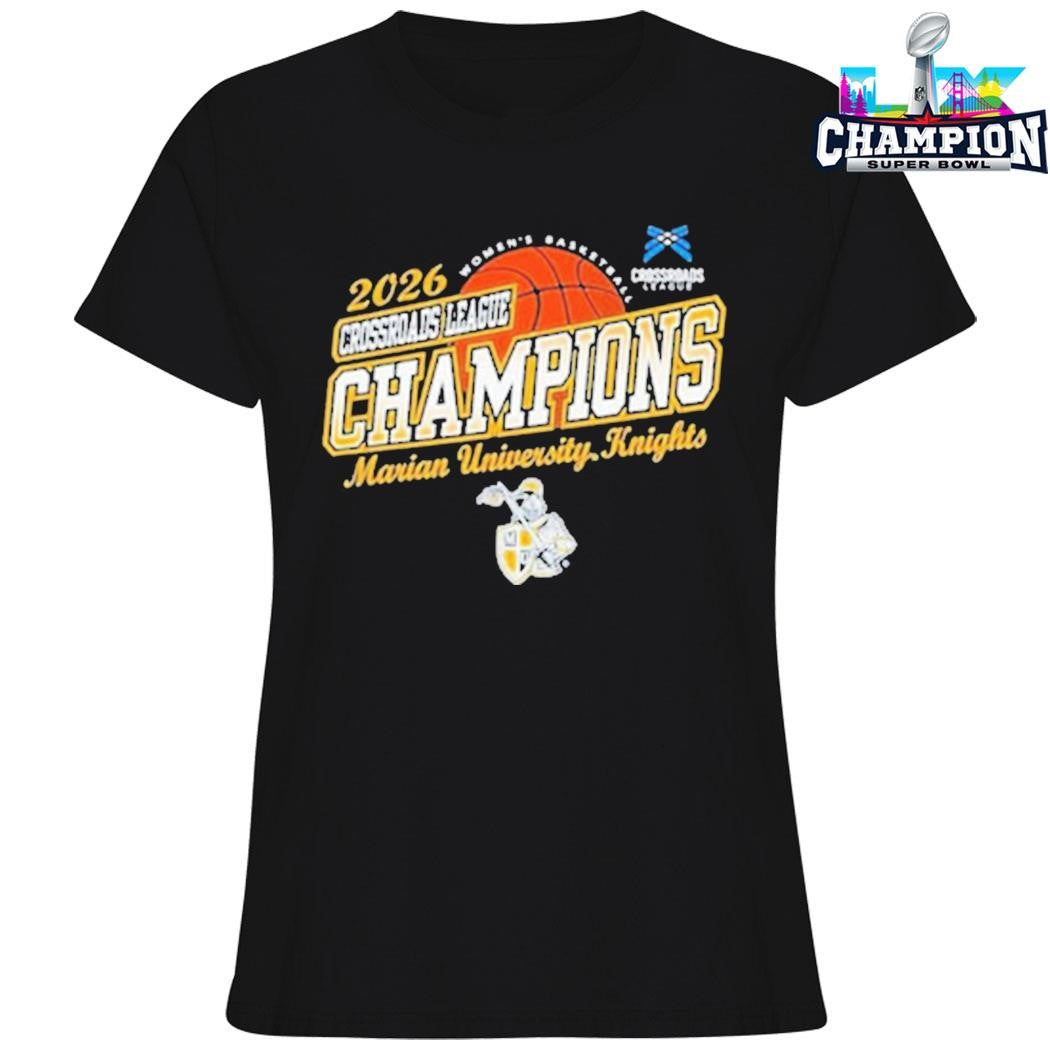 Marian University Knights Champions Women’s Basketball 2026 Crossroads League Tournament Shirt