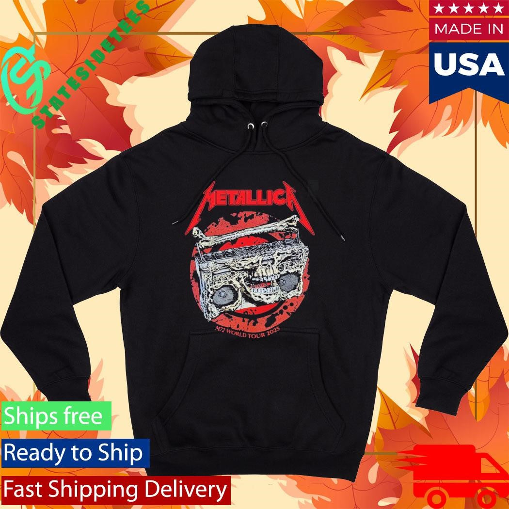 Metallica M72 Adelaide Australia 2025 Venue Tee At Adelaide Oval On November 5 2025 Skeleton Boombox From Hell Two Sided Shirt
