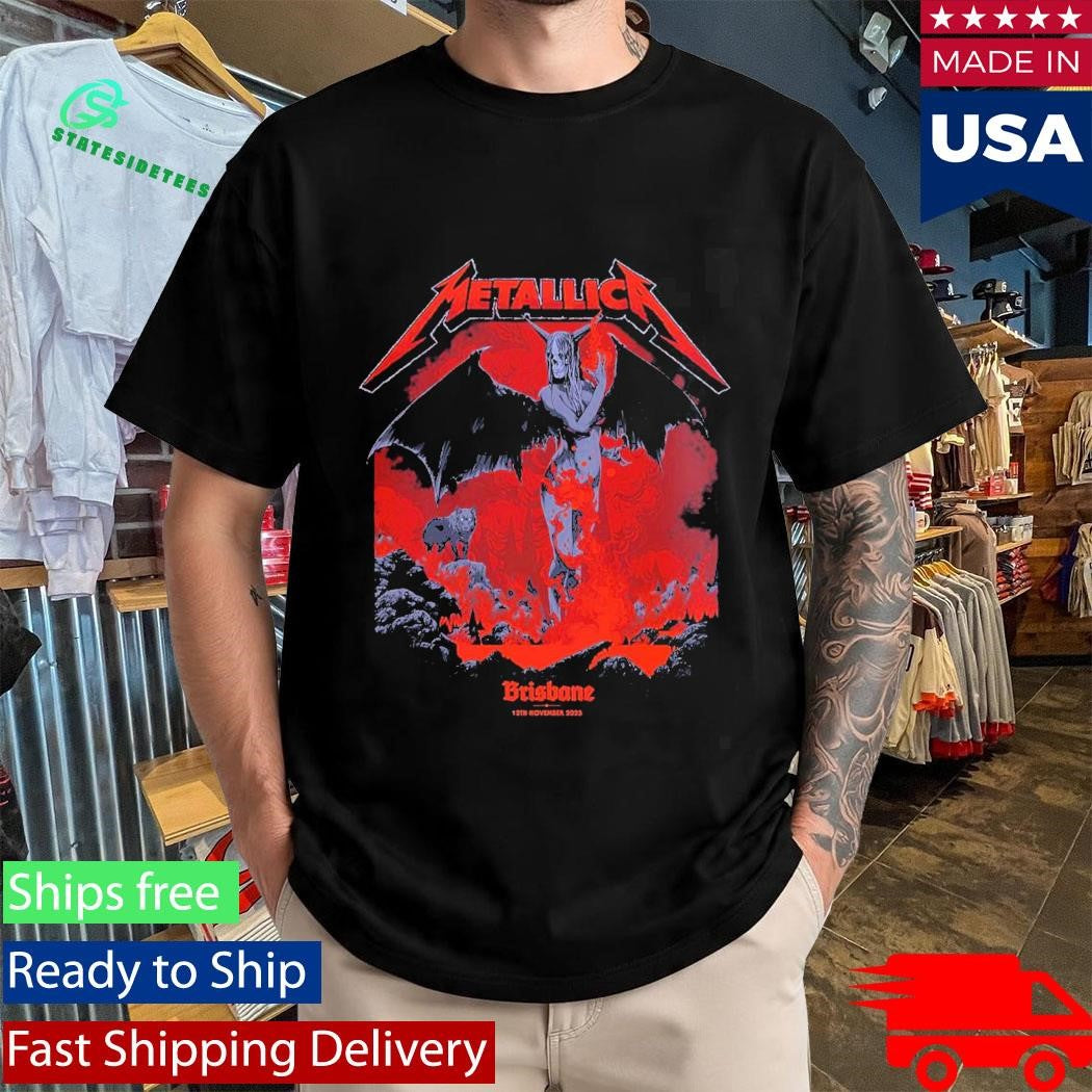 Metallica M72 Brisbane Australia 2025 Pop Up Shop Tee By Ken Taylor At Suncorp Stadium On 12 November 2025 Lilith Winged Demon Two Sided Shirt