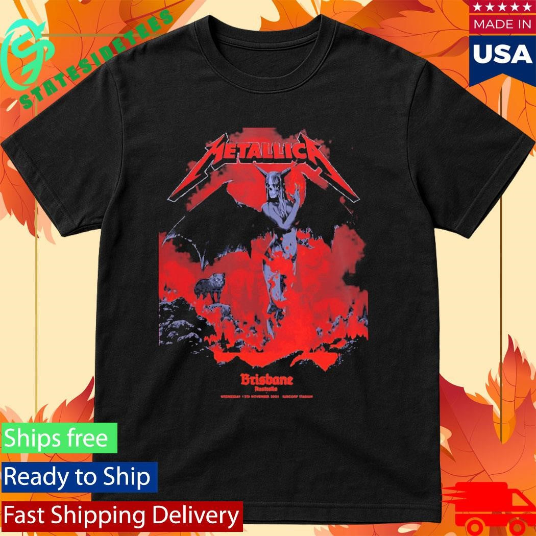 Metallica M72 Brisbane Australia Venue Poster By Ken Taylor Pop Up Shop At Suncorp Stadium On 12 November 2025 Shirt