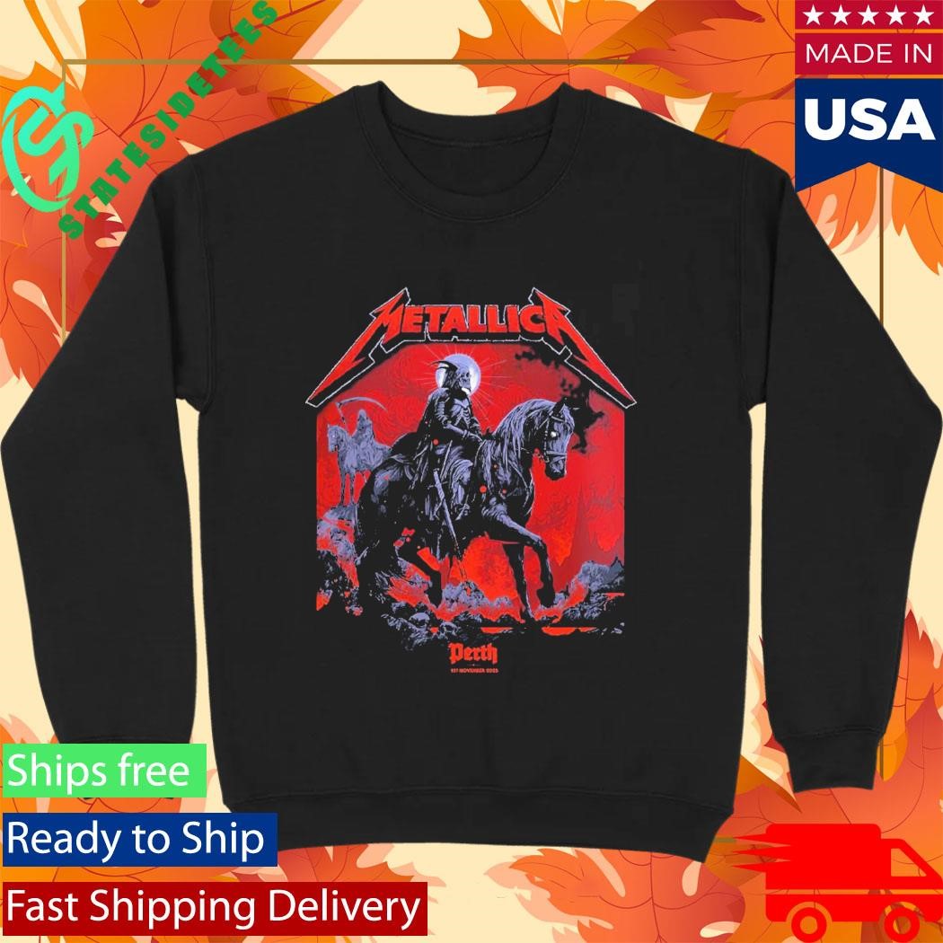 Metallica M72 Perth 2025 Pop Up Shop Event Tee By Ken Taylor For Australia At Optus Stadium On 1st November 2025 The Skeleton Knight Two Sided Shirt