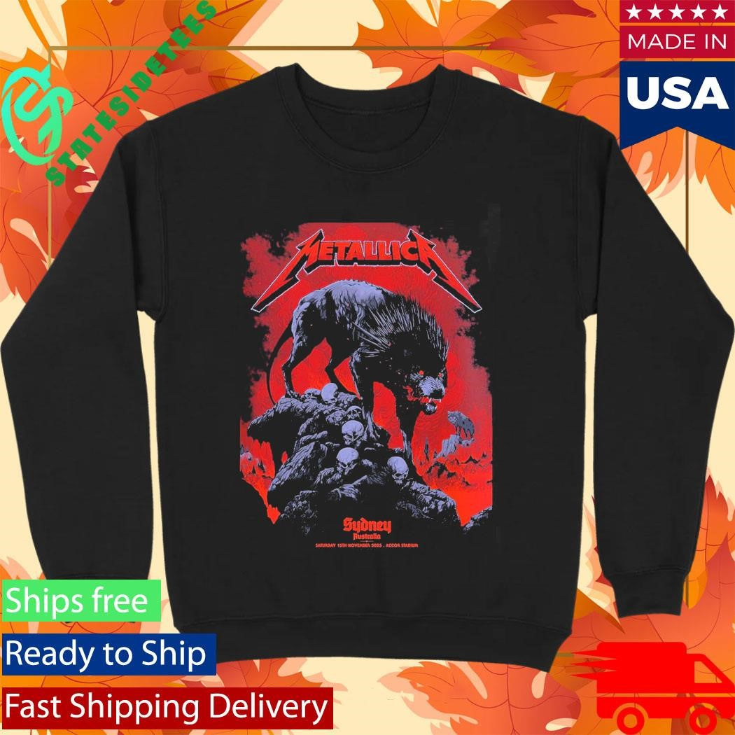 Metallica M72 Sydney Australia 2025 Pop Up Shop Poster By Ken Taylor At Accor Stadium On 15 November 2025 The Wolf Art Shirt