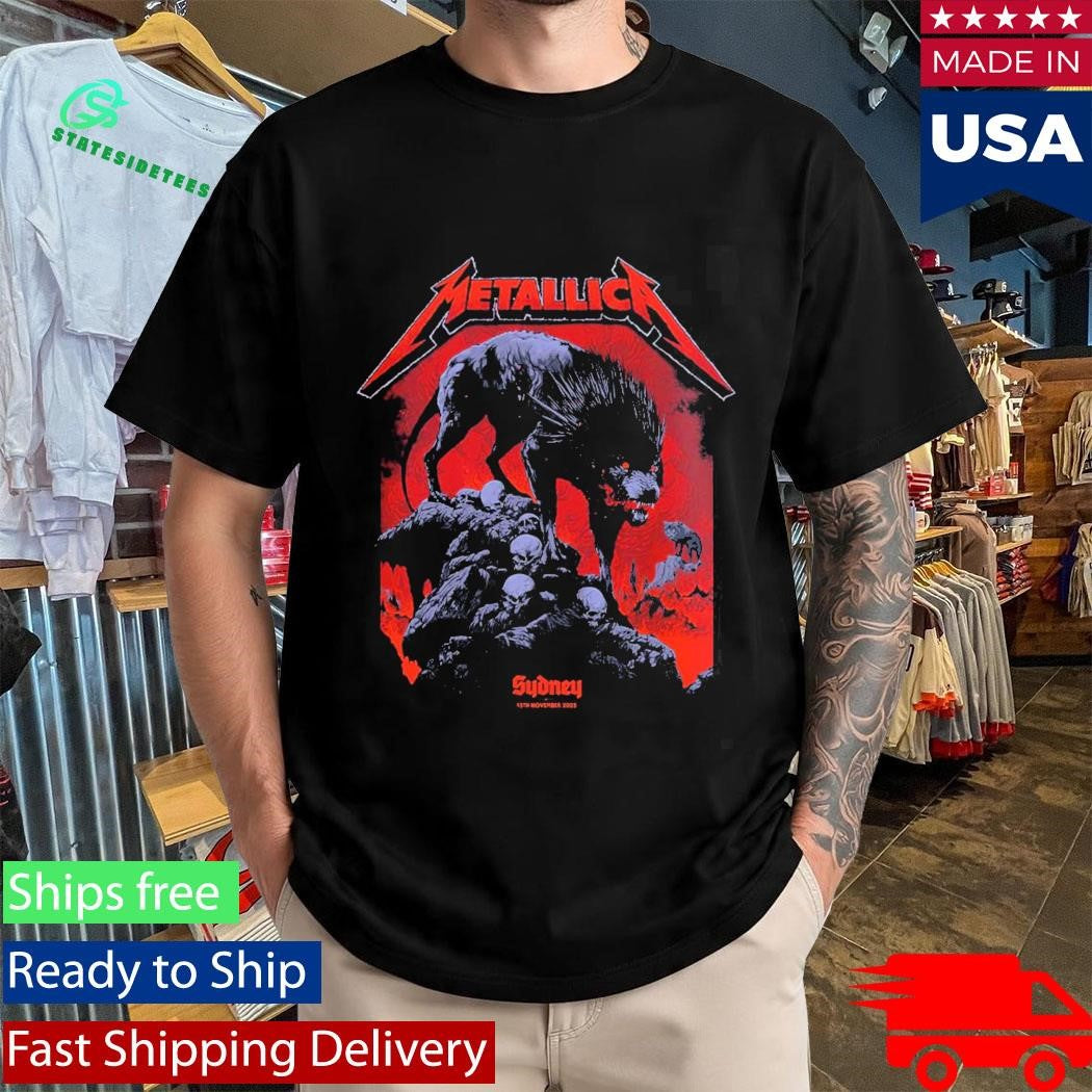 Metallica M72 Sydney Australia 2025 Pop Up Shop Tee By Ken Taylor At Accor Stadium On 15 November 2025 The Wolf Art Two Sided Shirt