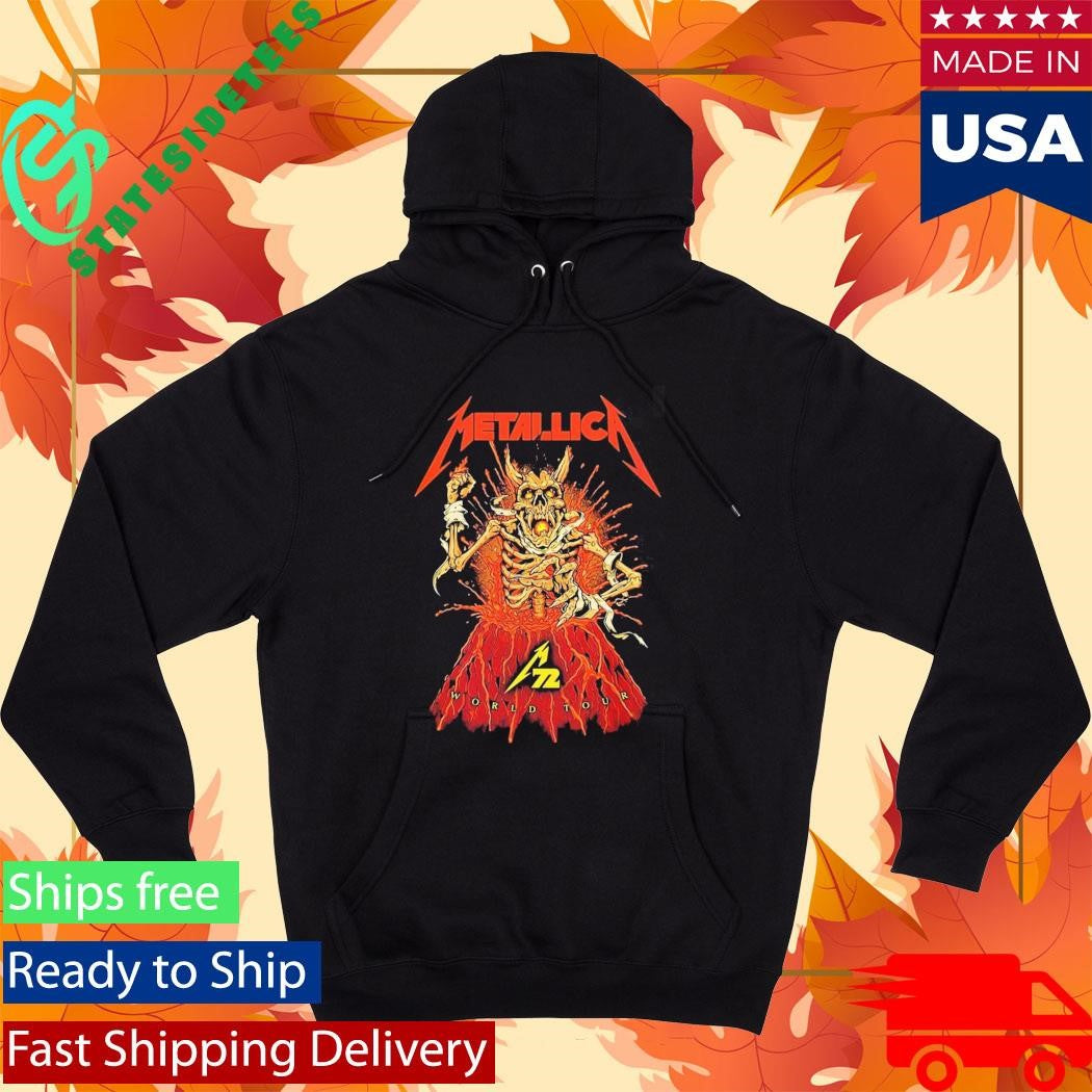 Metallica M72 World Tour Australia And New Zealand 2025 Fancards Feat Metallica Skeleton In The Vocano With Dates Back Shirt