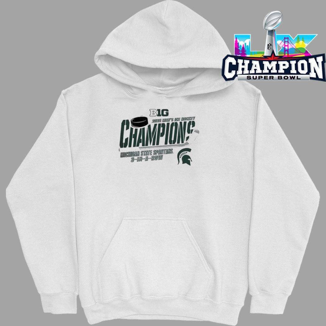 Michigan State Spartans Champions Big Ten 2026 Men’s Ice Hockey 3 In A Row Shirt