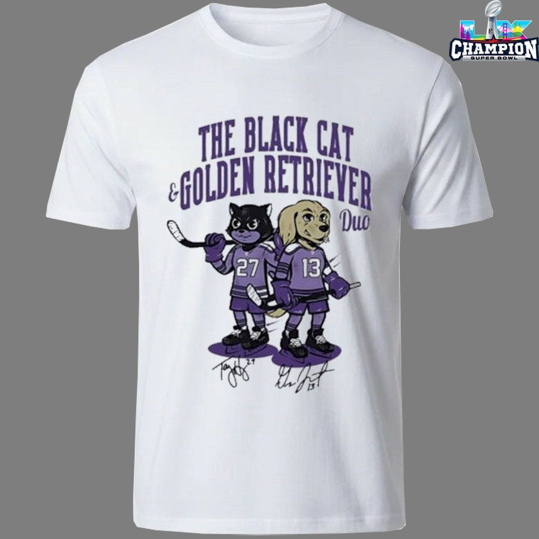 Minnesota Frost The Black Cat And Golden Retriever Duo Mascots T-shirts