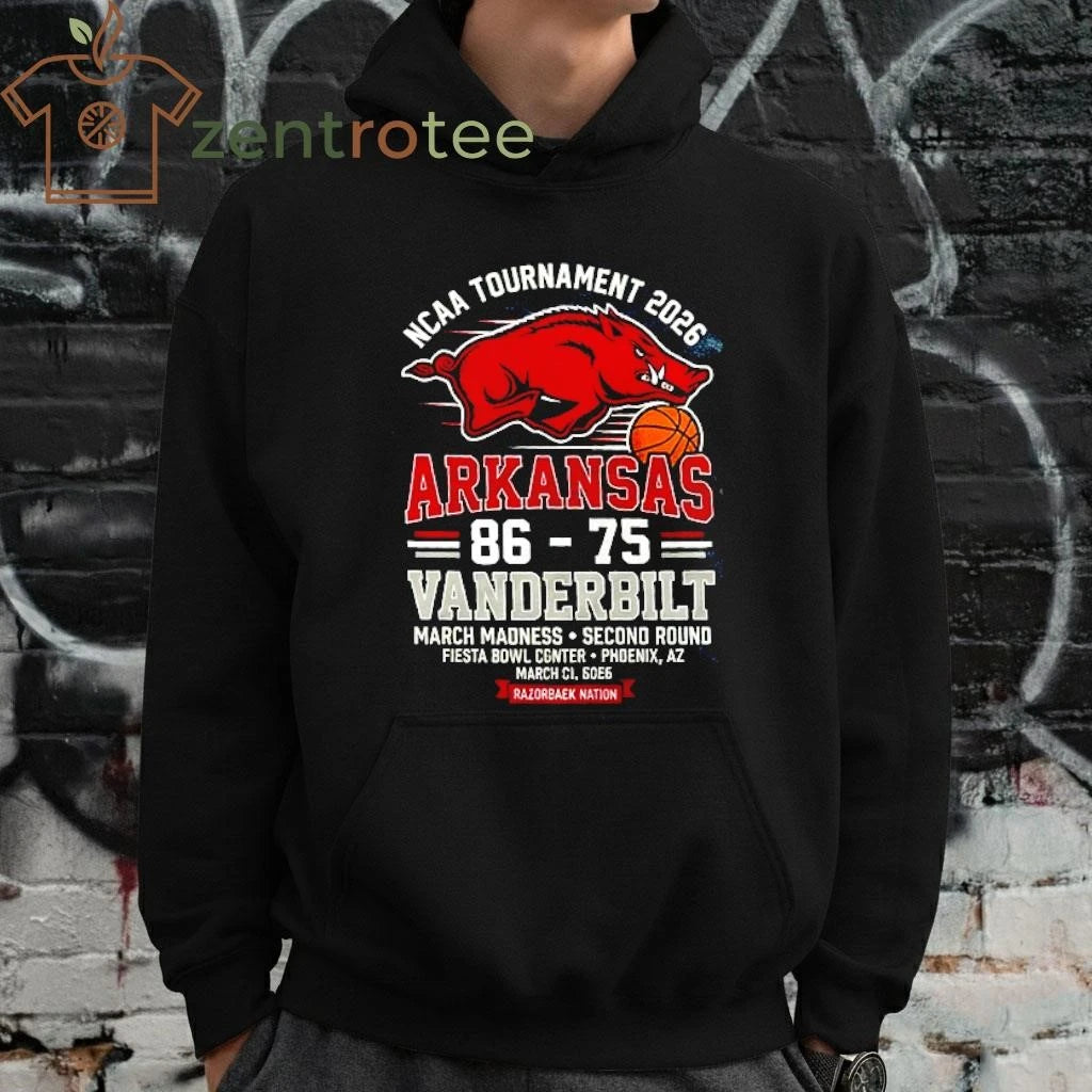 NCAA tournament 2026 Arkansas 86 75 Vanderbit shirt