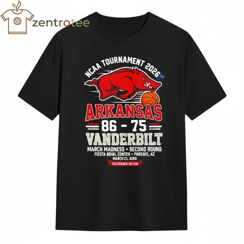 NCAA tournament 2026 Arkansas 86 75 Vanderbit shirt