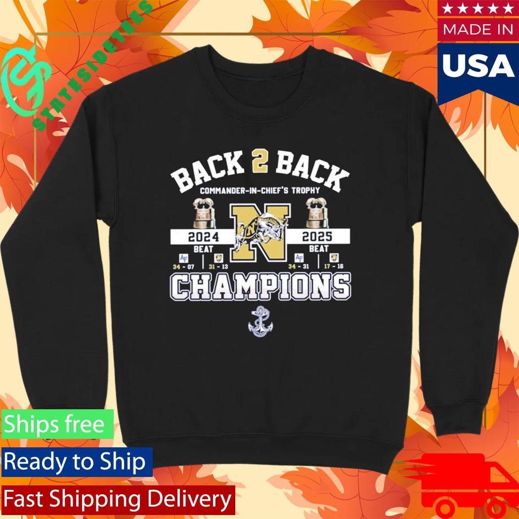 Navy Midshipmen 2024 2025 Commander in Chief’s Trophy Champions Shirt