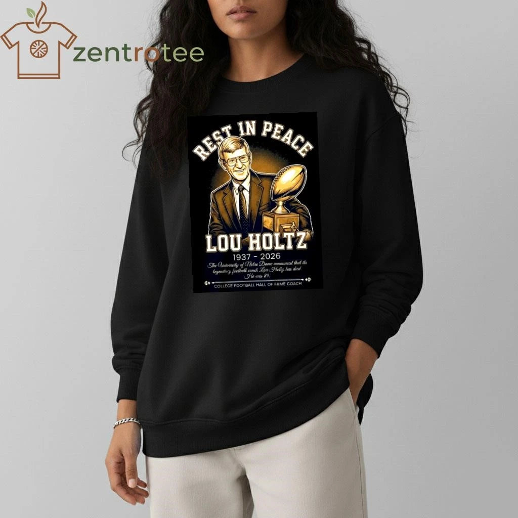 Nice Nkctees Lou Holtz Memorial T-Shirt – Notre Dame Championship Trophy Legend Tribute Tee (1937-2026)
