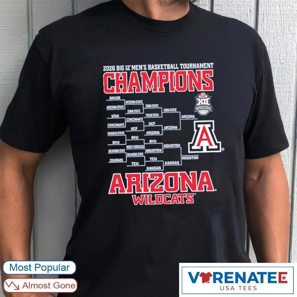 Official 2026 Big 12 Men’s Basketball Tournament Champs Arizona Wildcats T-Shirt