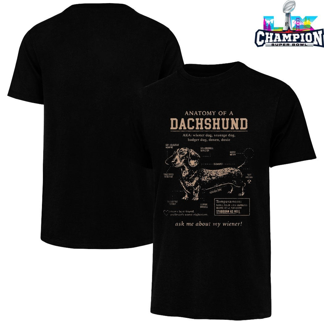 Official Anatomy Of A Dachshund Ask Me About My Wiener Temperament Schematic T-shirts