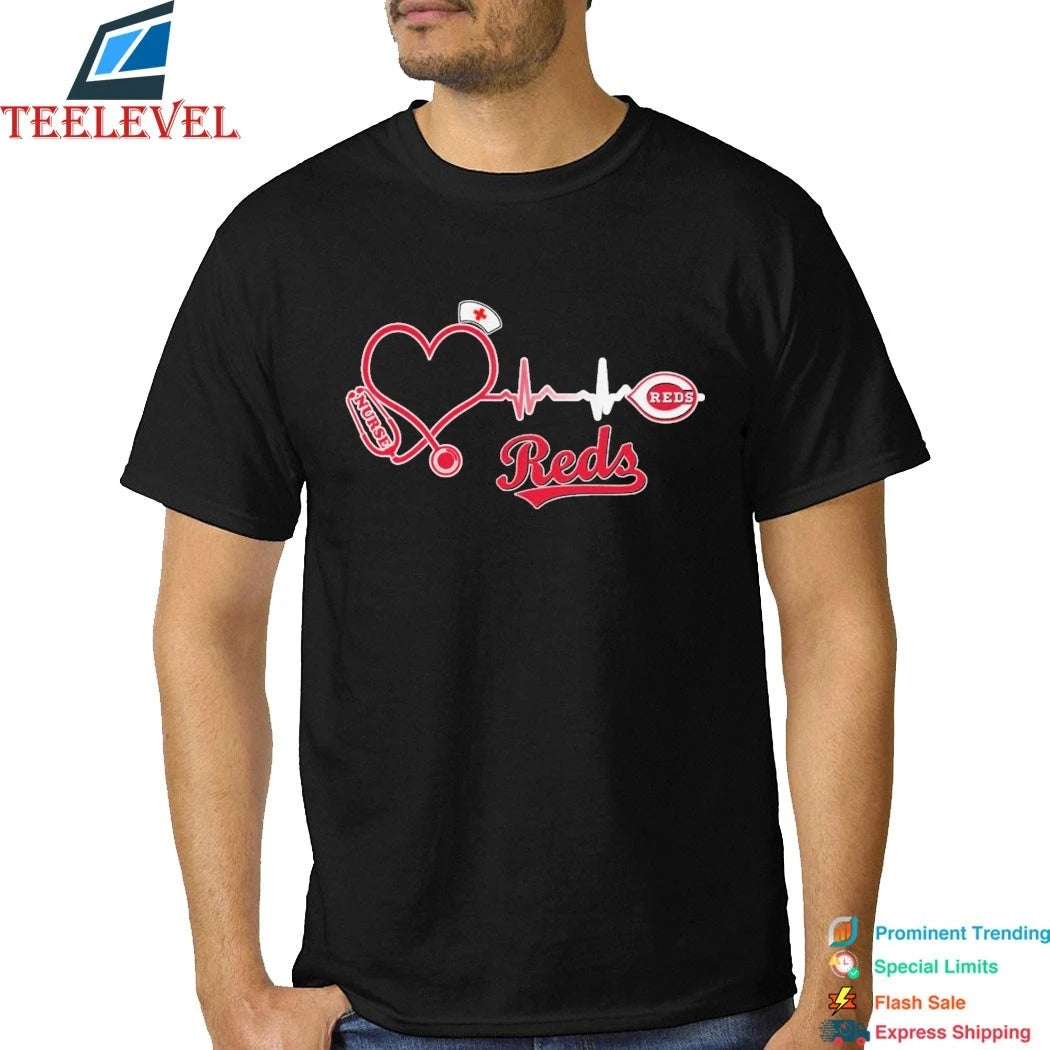 Official Cincinnati Reds Stethoscope Nurse Heart Shirts