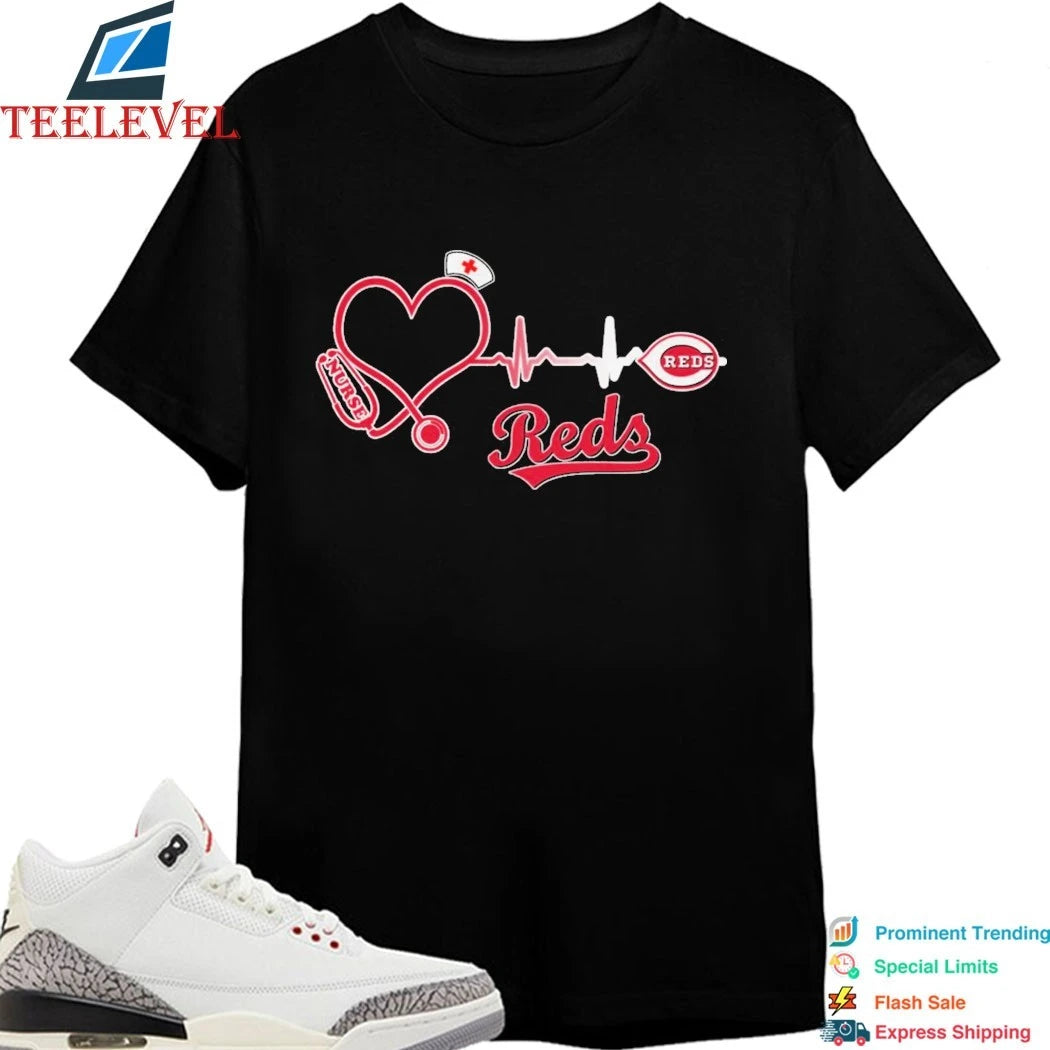 Official Cincinnati Reds Stethoscope Nurse Heart Shirts