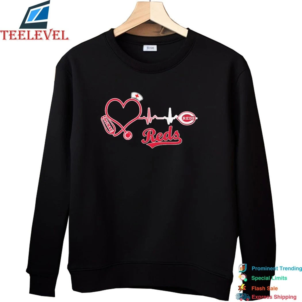 Official Cincinnati Reds Stethoscope Nurse Heart Shirts