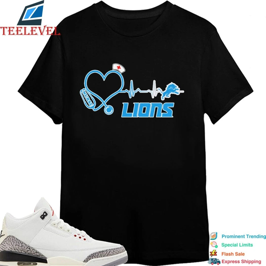 Official Detroit Lions Stethoscope Nurse Heart Shirts