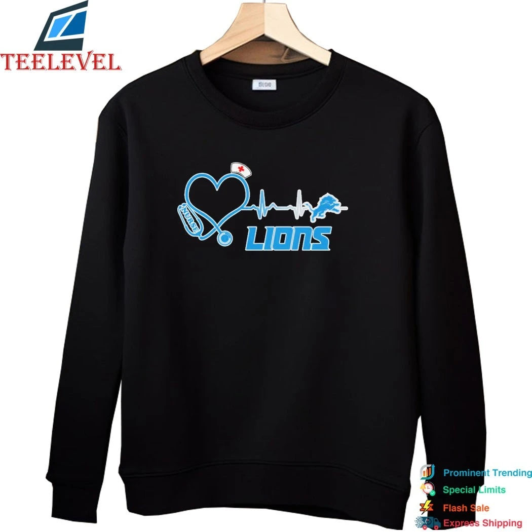 Official Detroit Lions Stethoscope Nurse Heart Shirts