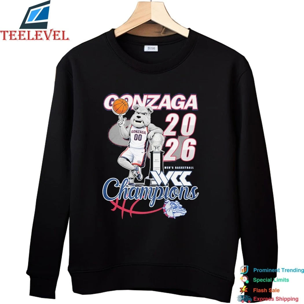 Official Gonzaga Bulldogs Men’s Basketball BCC Champions 2026 Mascot Trophy Shirts