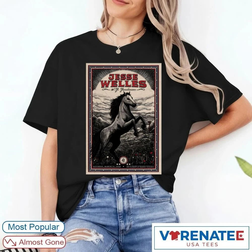 Official Jesse Welles 2026 Berkeley CA Live Show UC Theatre Taube Family Music Hall March 21 Concert Poster Tee T-Shirt