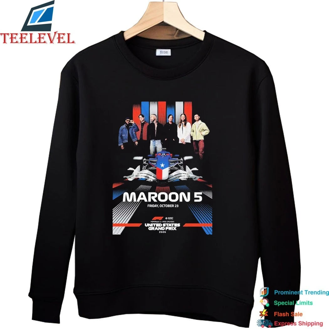 Official Maroon 5 Live At F1 United States Grand Prix 2026 On October 23 2026 Shirts