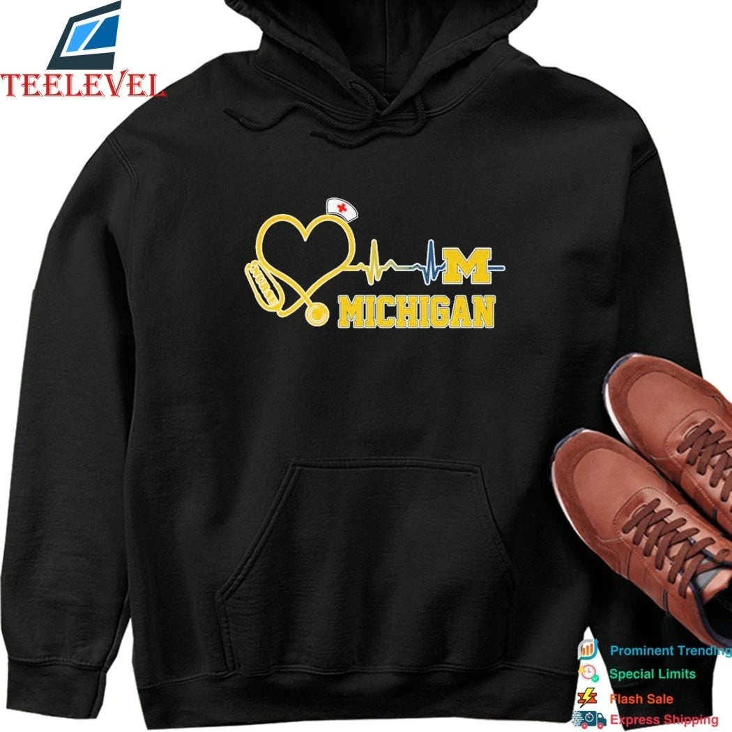 Official Michigan Wolverines Stethoscope Nurse Heart Shirts