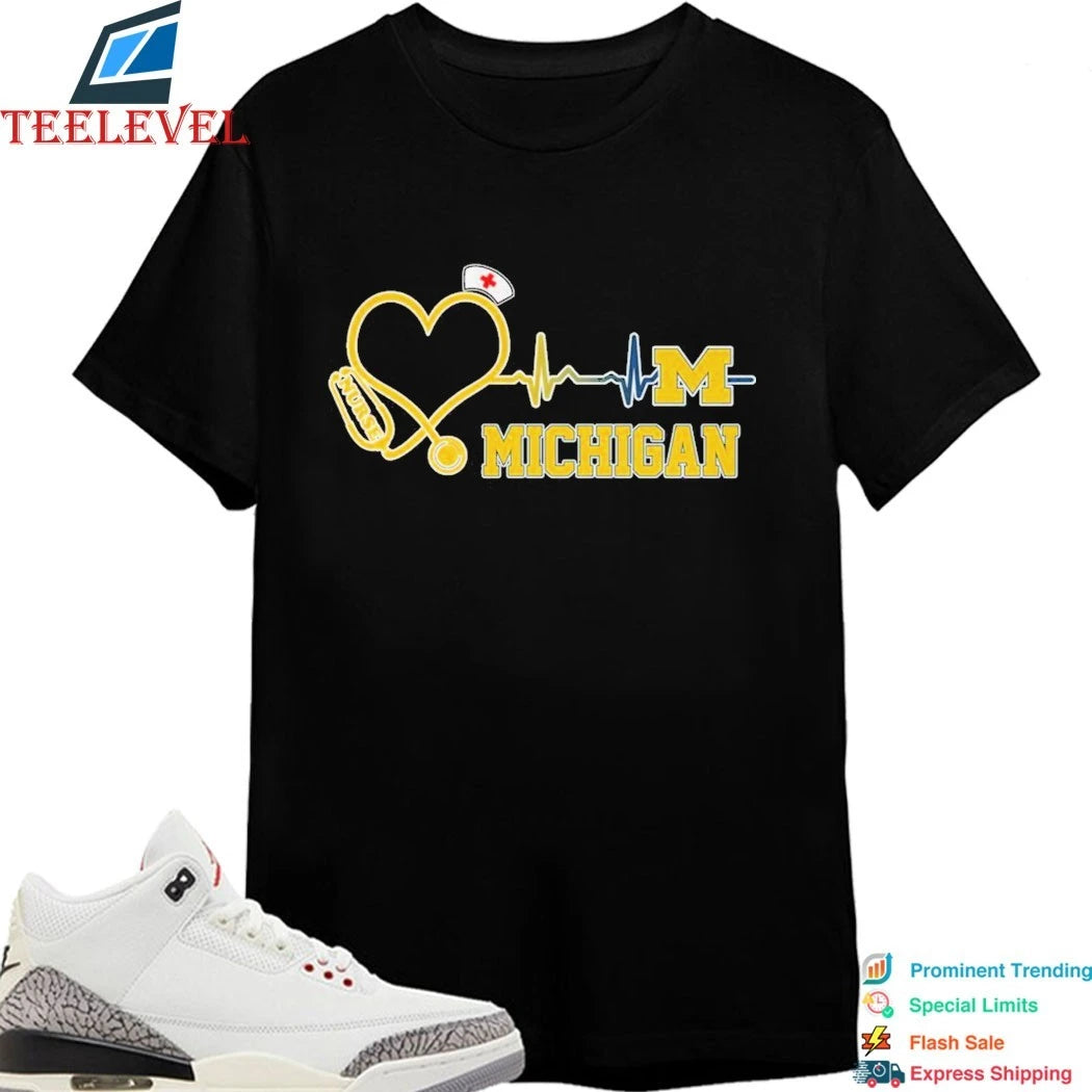 Official Michigan Wolverines Stethoscope Nurse Heart Shirts