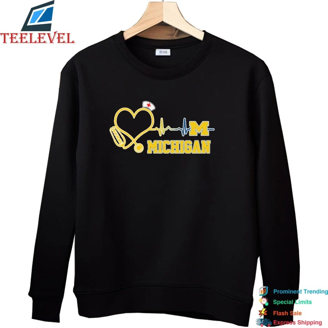 Official Michigan Wolverines Stethoscope Nurse Heart Shirts