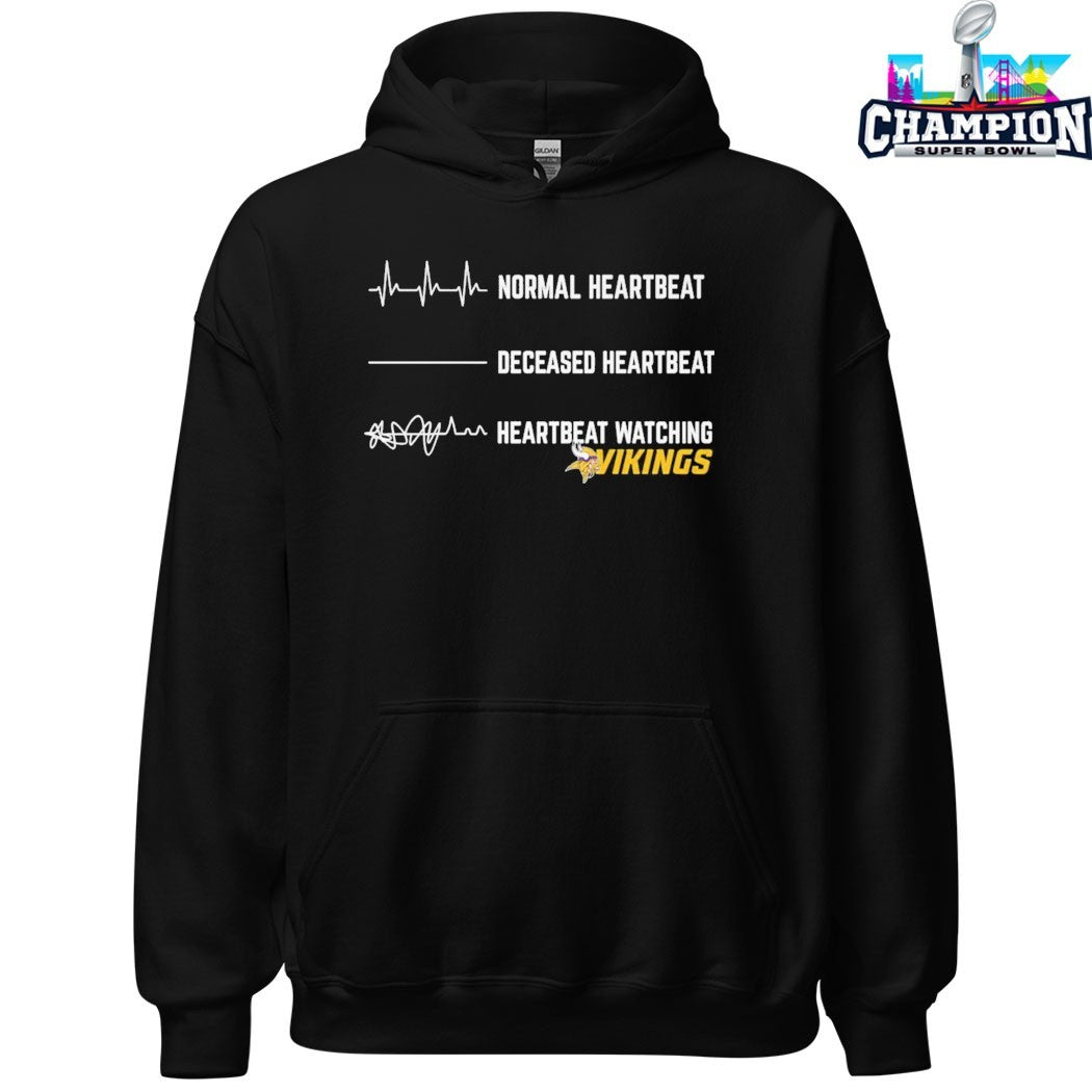 Official Normal Heartbeat Deceased Heartbeat Heartbeat Watching Minnesota Vikings T-shirts