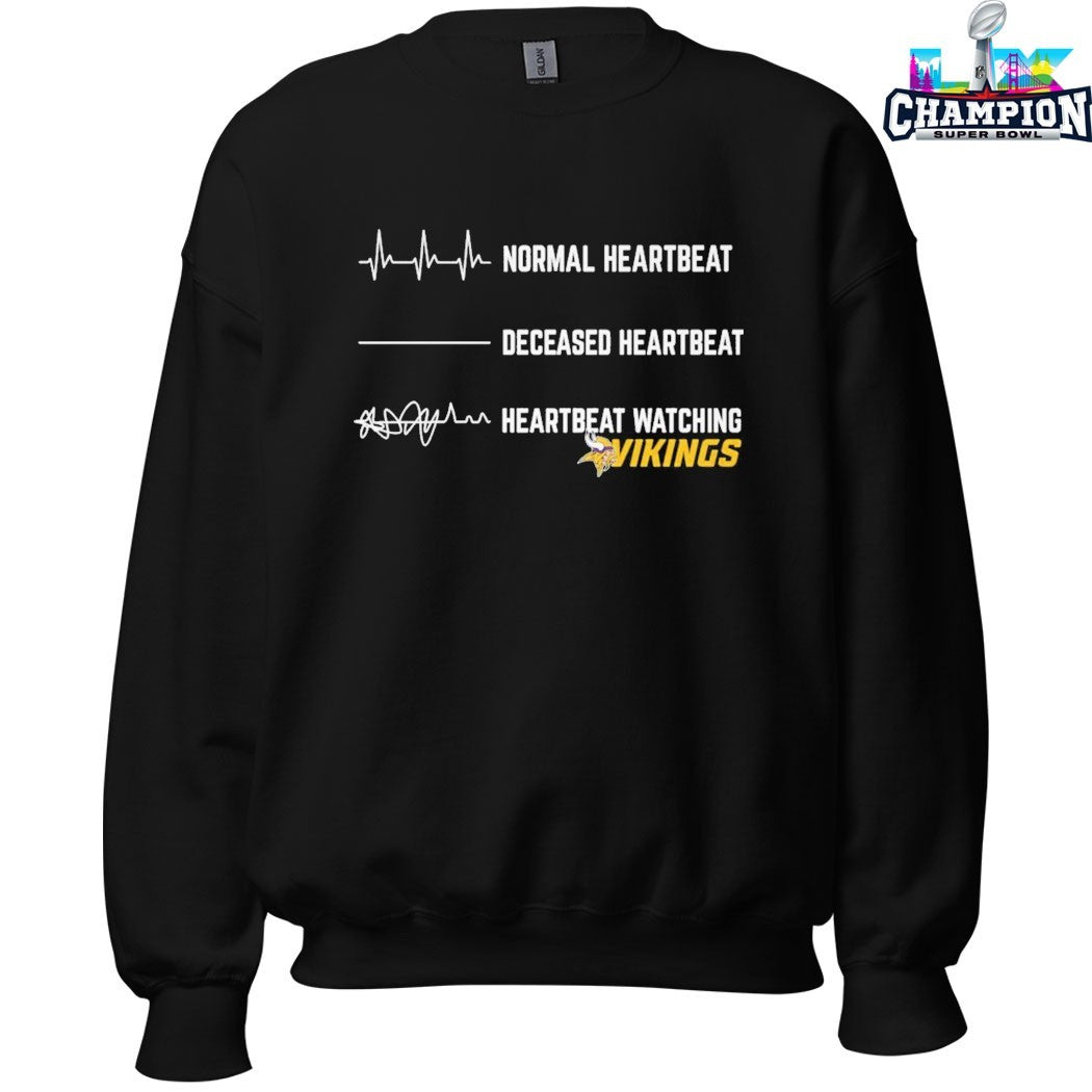 Official Normal Heartbeat Deceased Heartbeat Heartbeat Watching Minnesota Vikings T-shirts