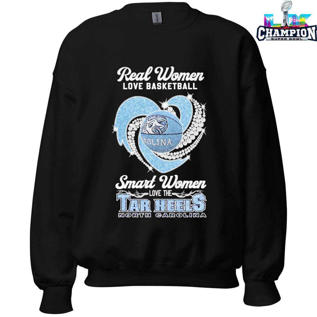 Official Real Women Love Basketball Smart Women Love The UNC North Carolina Tar Heels T-shirts