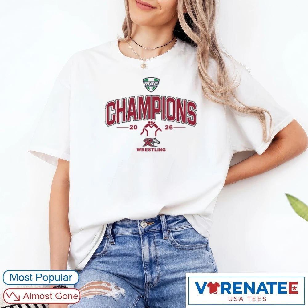 Official Rider Broncs MAC 2026 Wrestling Champions Logos T-Shirt