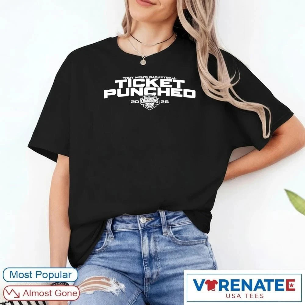 Official Troy Trojans Men’s Basketball 2026 Ticket Punched T-Shirt For Fans
