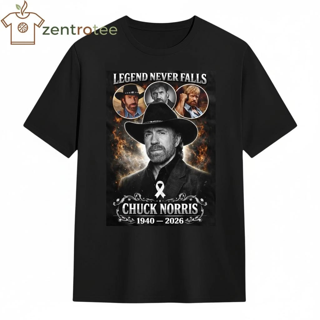 Premium Chuck Norris Legend Never Falls Memorial 1940-2026 NKCtees shirt