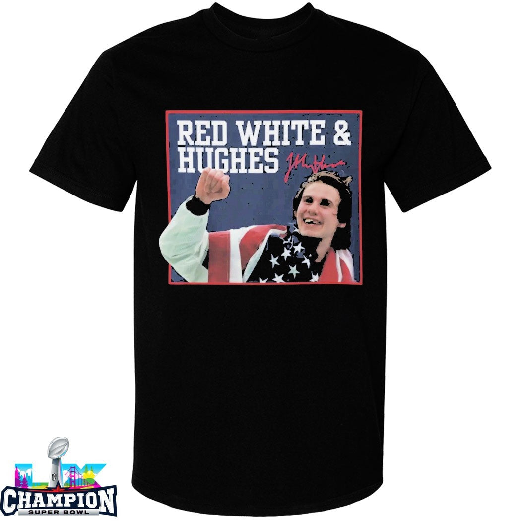Red White And Jack Hughes Toothless Smile USA Hockey Champions 2026 T-Shirts