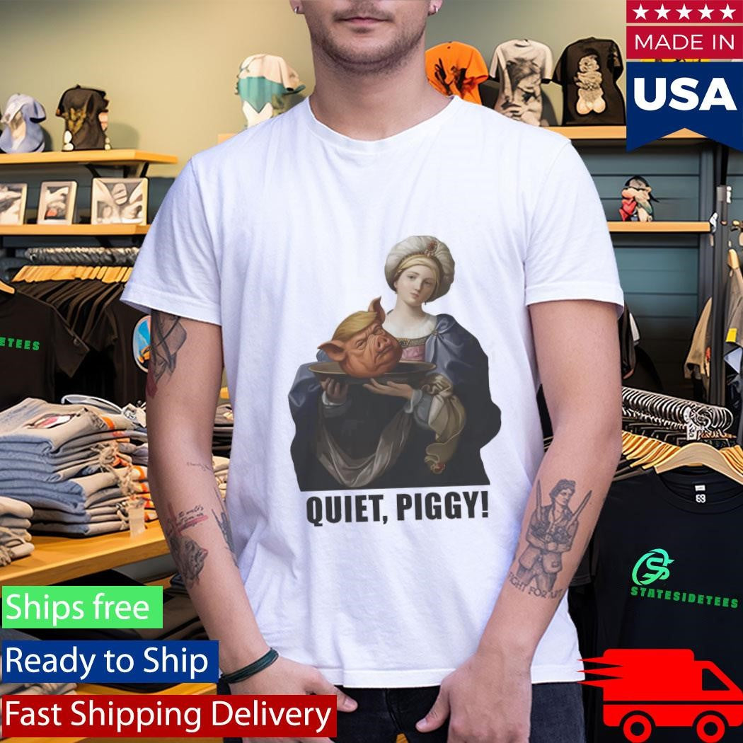 Saint Holding Pig Head Anti Trump Quiet Piggy Shirt