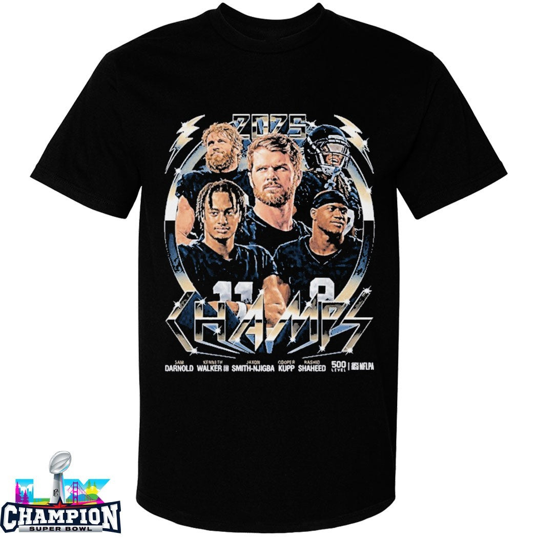 Seattle Football 2025 Champs Darnold Walker Smith Njigba Kupp Shaheed Shirt