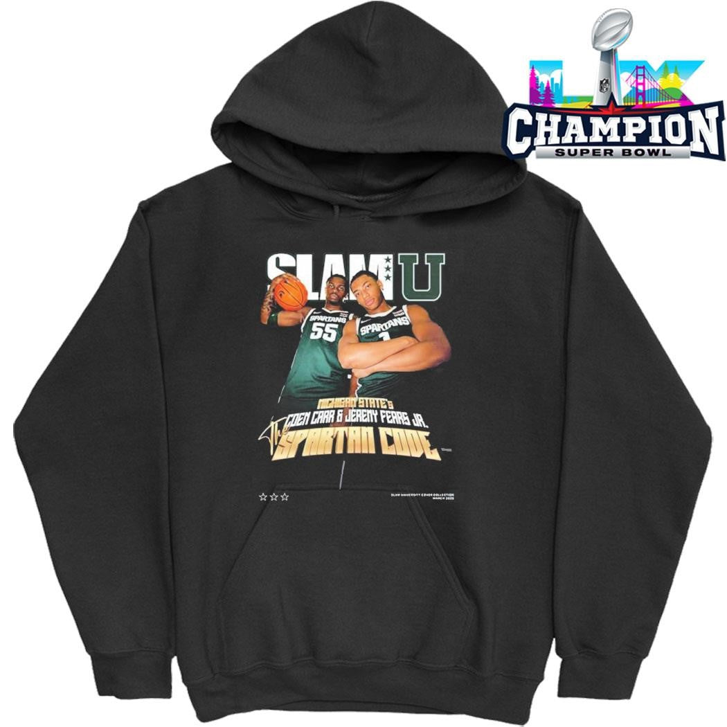 Slamu Michigan State Spartans Coen Carr And Jeremy Fears Jr The Spartan Code Magazine Shirt