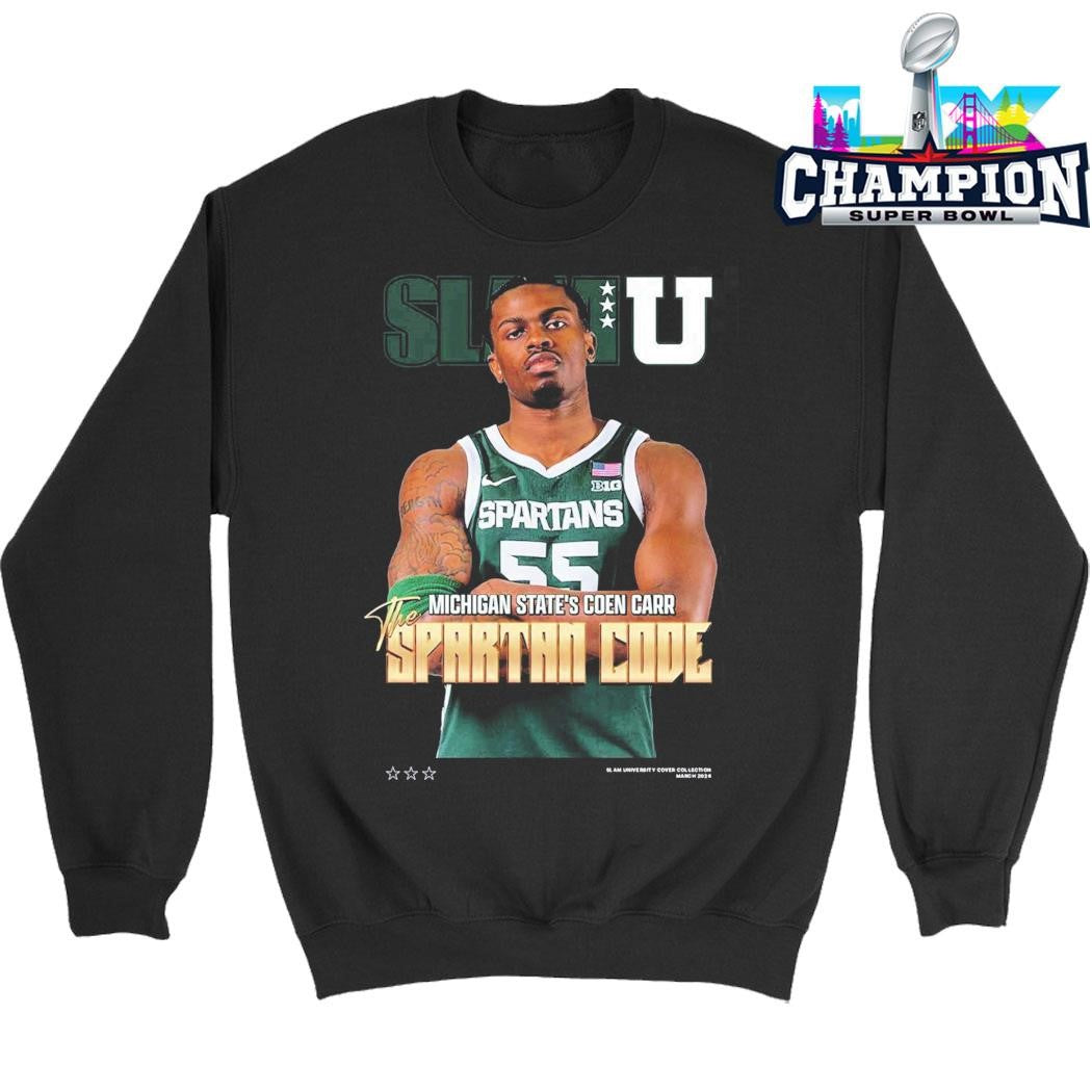Slamu Michigan State Spartans Coen Carr The Spartan Code Magazine Shirt