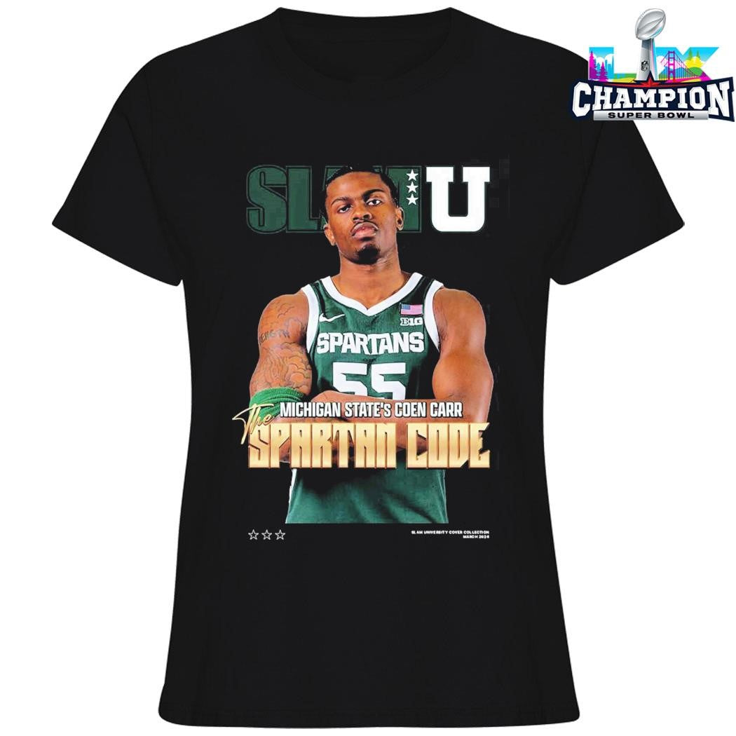 Slamu Michigan State Spartans Coen Carr The Spartan Code Magazine Shirt