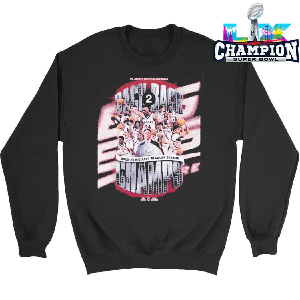 St John’s Red Storm Men’s Basketball Back To Back 2025 2026 Big East Regular Season Champions Shirt