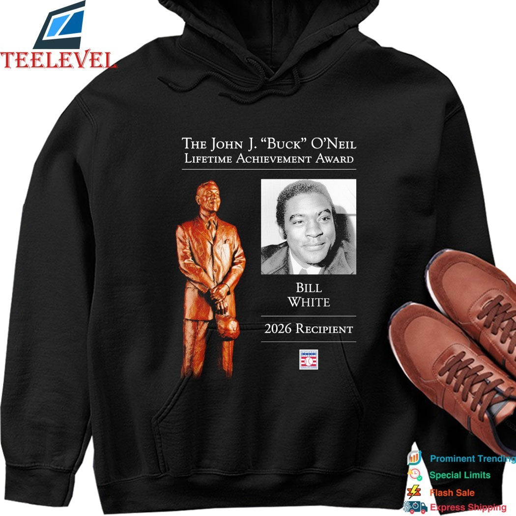 The John J. Buck O’neil Lifetime Achievement Award Bill White 2026 Recipient National Baseball Hall Of Fame T-Shirts