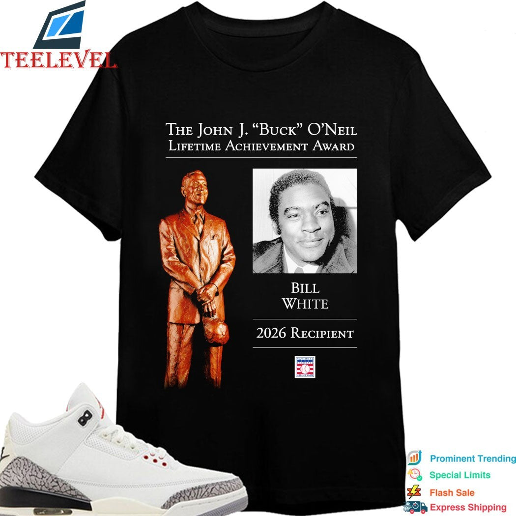 The John J. Buck O’neil Lifetime Achievement Award Bill White 2026 Recipient National Baseball Hall Of Fame T-Shirts