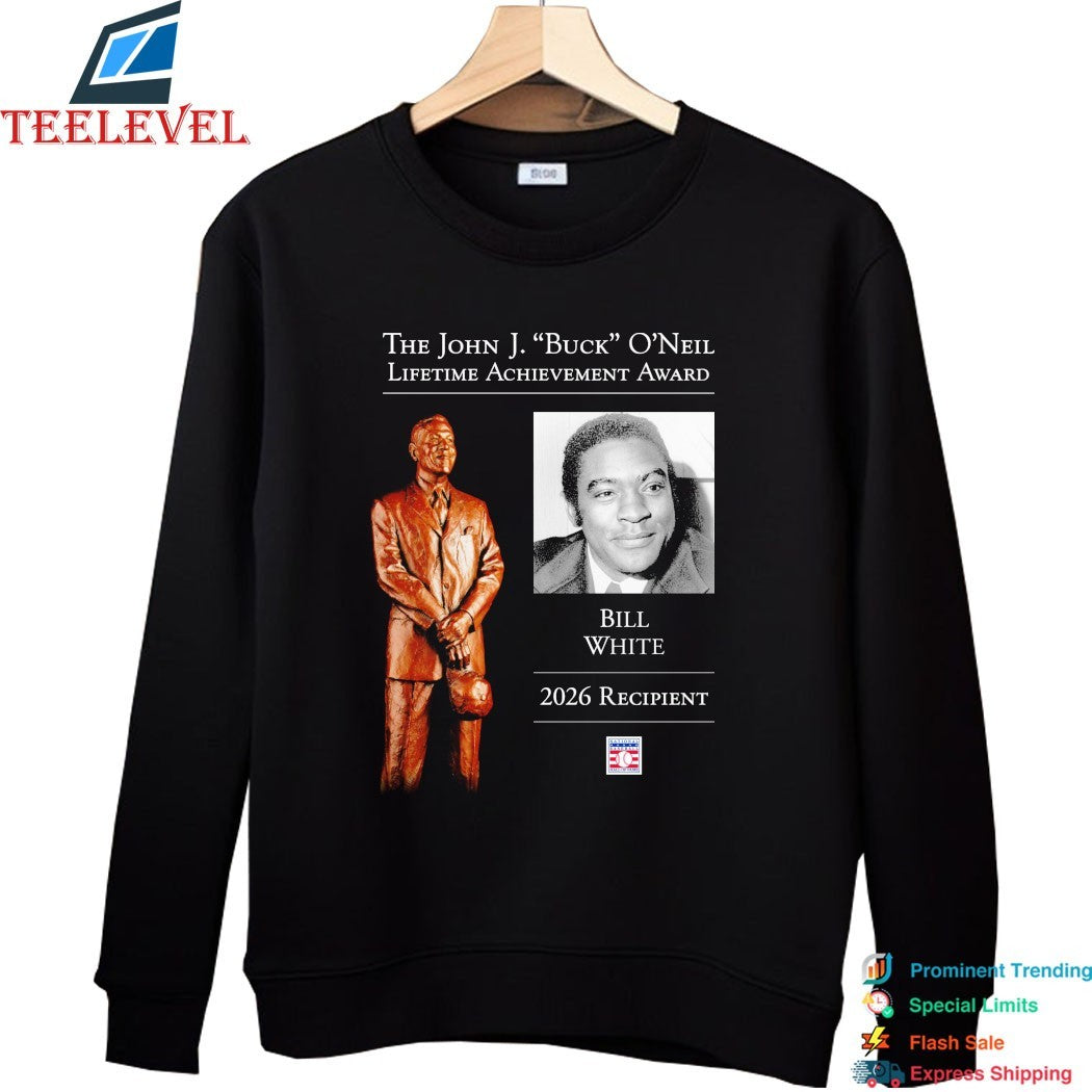 The John J. Buck O’neil Lifetime Achievement Award Bill White 2026 Recipient National Baseball Hall Of Fame T-Shirts