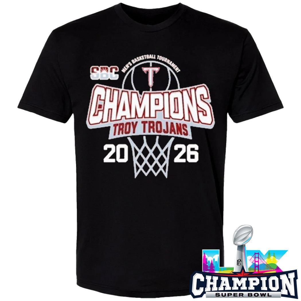 Troy Trojans Champions 2026 Sun Belt Men’s Basketball Tournament Shirt