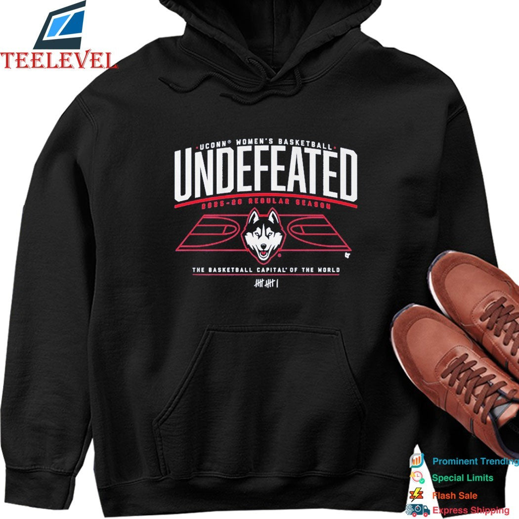 UConn Huskies Women’s Basketball Undefeated 2026 Regular Season The Basketball Capital Of The World T-Shirts