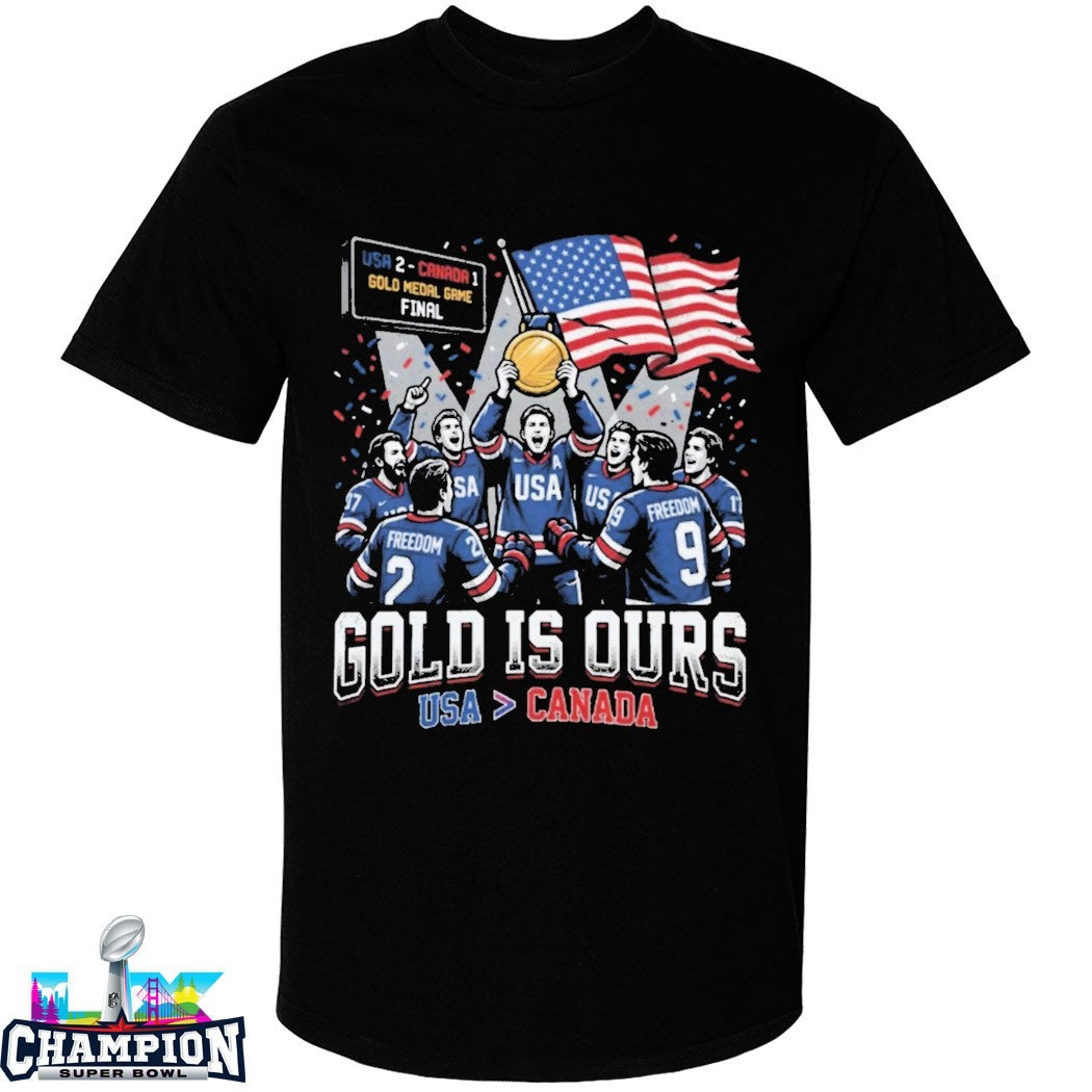 USA Victory Canada Final Gold Is Ours Hockey Olympics 2026 Flag T-Shirts