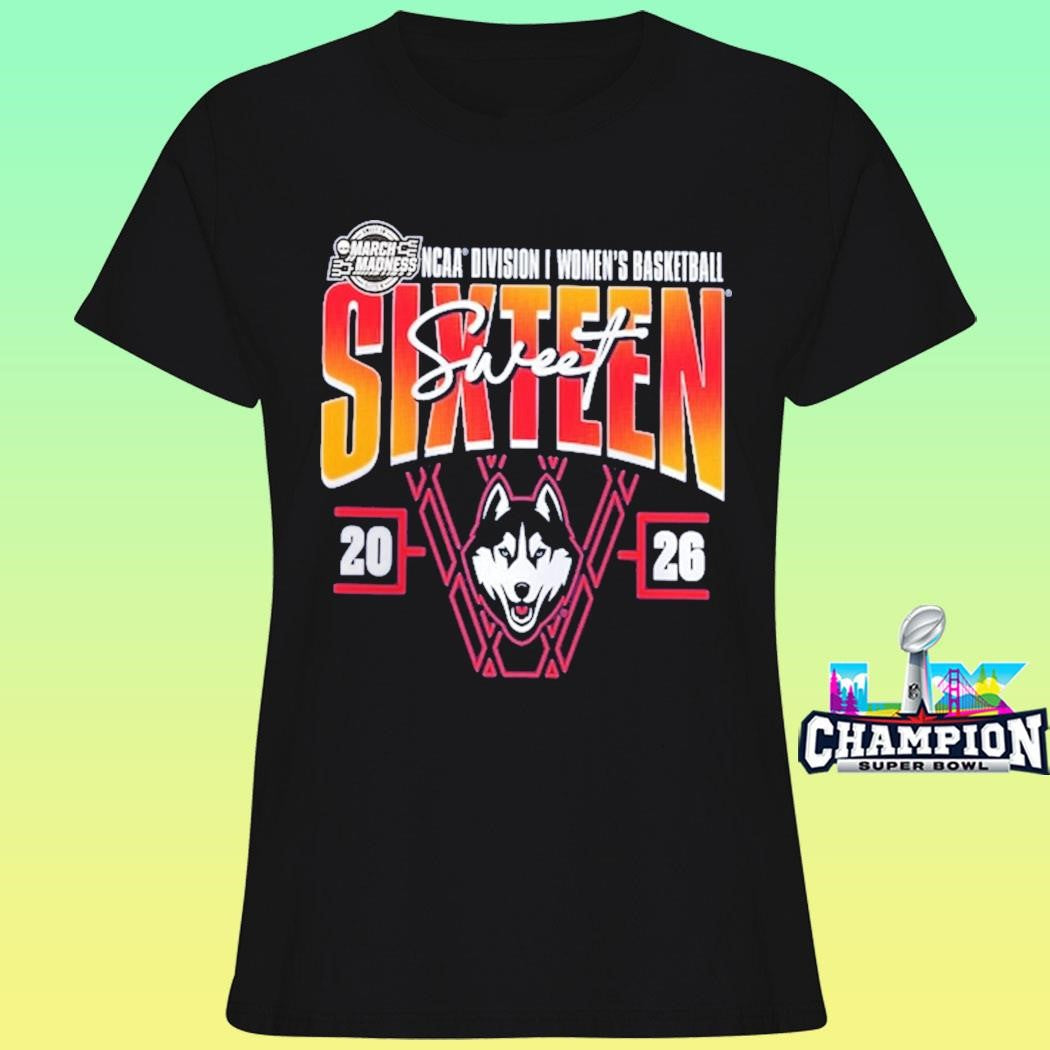 Uconn Huskies 2026 Ncaa Division I Women’s Basketball Tournament March Madness Sweet 16 Shirt