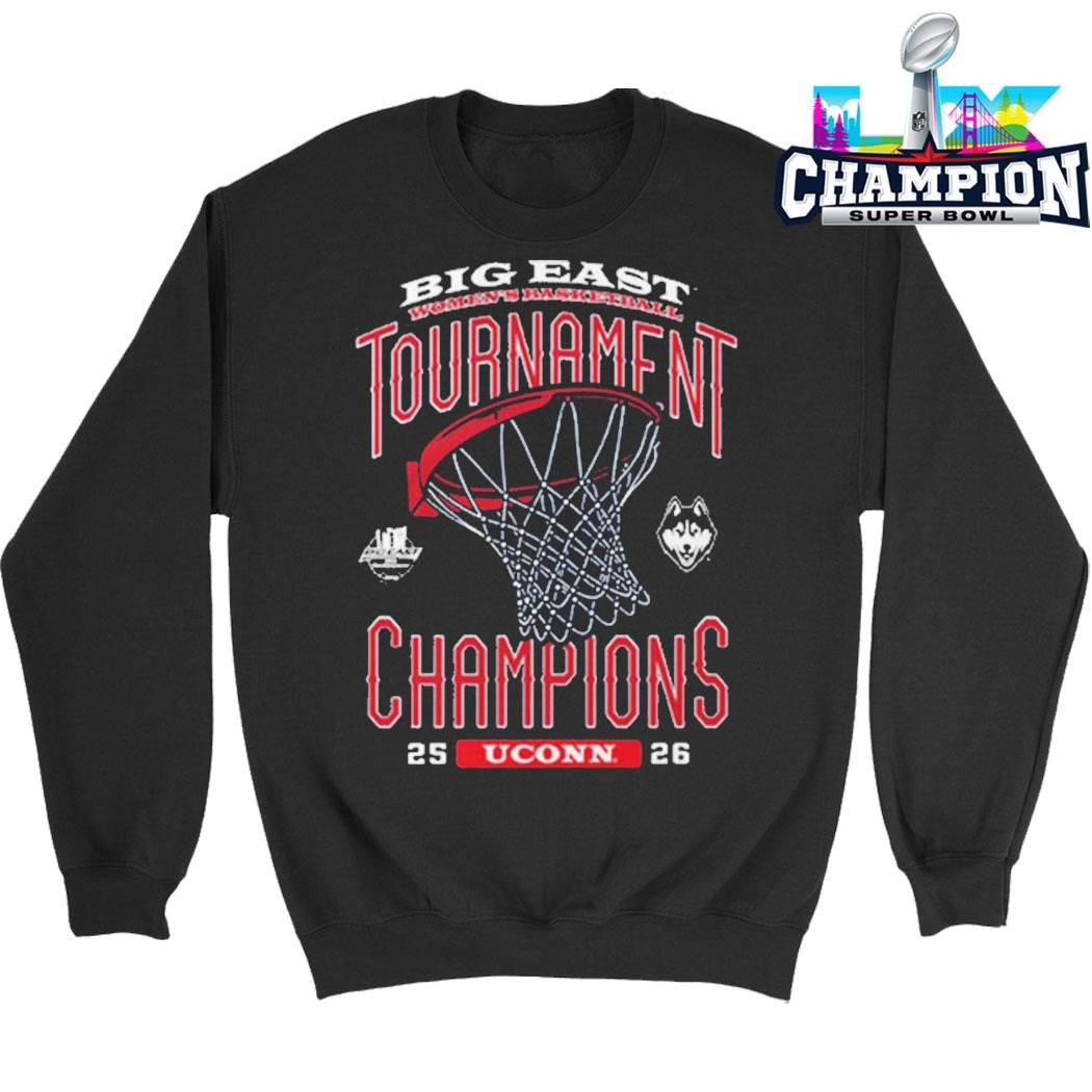 Uconn Huskies Champions Big East Women’s Basketball Tournament 2025 26 Shirt