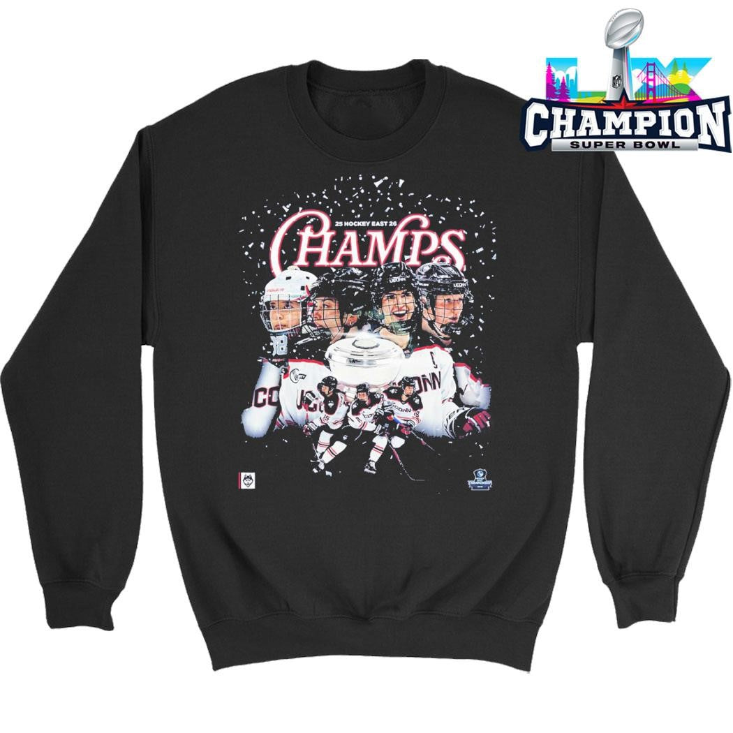 Uconn Huskies Women’s Hockey 2026 Hockey East Champions Shirt